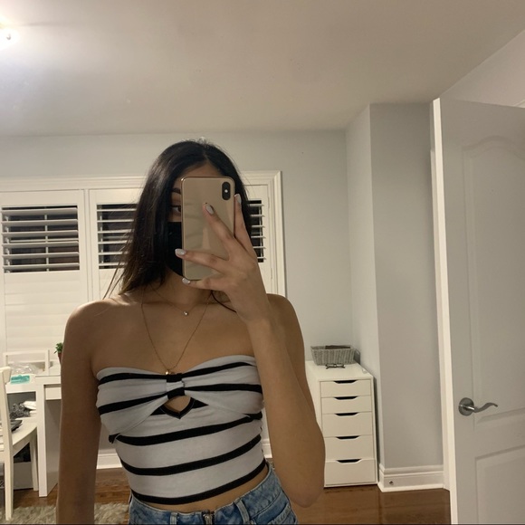 Fashion Nova Striped Bow Tube Top - Picture 2 of 3